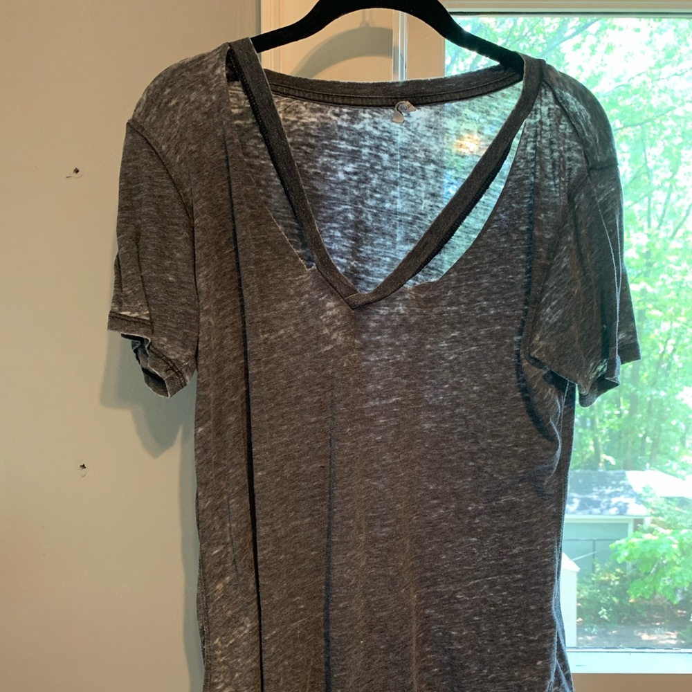 Grey tee - neck cutouts